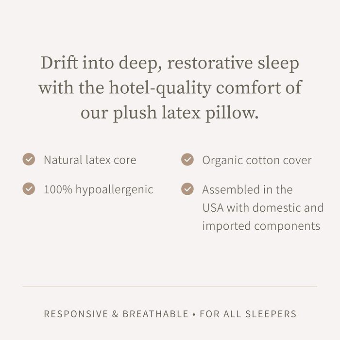 Латексна подушка Saatva, стандартний лофт (10,2 см 12,7 см), гіпоалергенна подушка з подрібненим латексним ядром, дихаюча, чохол з органічної бавовни, який можна прати в пральній машині, ліжко розміру &quotqueen-size&quot (71,1 x 40,6 см), стандартний/que