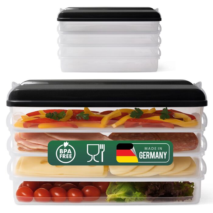 Контейнерів для свіжості, маленькі, з 2 кришками, штабельовані для холодильника та морозильної камери. Набір контейнерів для зберігання продуктів, органайзер для нарізок, ковбаси, сиру, фруктів, овочів, контейнери для приготування їжі наперед (meal prep).