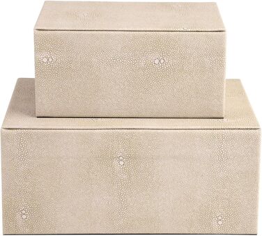 Шкатулки для коштовностей HofferRuffer зі штучної шкіри, декоративні шкатулки для зберігання аксесуарів, органайзер із золотистою фурнітурою, класична веганська шкіра, набір з 2 шт. (світло-сірий)