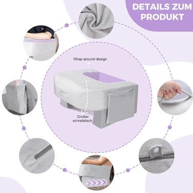 Подушка для читання на колінах Babenest 26D Sponge Play, регульована по висоті подушка для книг з боковими кишенями для зберігання, подушка для колінного столу для дорослих, місце на ліжку, підлозі, дивані (оксамит)