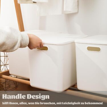 Л 25 л, 6 великих пластикових білих контейнерів для зберігання, кошики, скриня для іграшок з кришкою та ручкою, контейнер-органайзер для дітей, дитячої кімнати, полиць, ігрової кімнати, спальні, офісу, шафи, дому (4XL 2 л), білий колір, 4 XL 2 л, 12