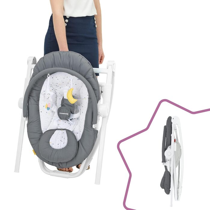 Дитяче крісло-батут і стільчик для годування, 5-позиційне регулювання висоти, можна використовувати з народження