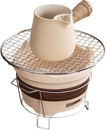 Вугільний гриль, вугільна піч Піч-гриль для заварювання чаю біля печі, чайна вугільна піч для кемпінгу на свіжому повітрі, походів, походів з рюкзаком, пікніків, барбекю. Середнього розміру.