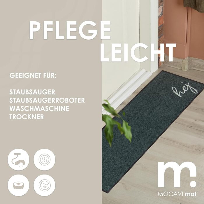 Килимок MOCAVI Килимок для взуття з бордюром, що миється, для вулиці та приміщень, антрацитовий, 30x100 см, килимок для взуття, довгий, вузький, для зняття взуття, декоративна зона для приміщень, вулиці, килимок для передніх дверей, килимок для багажника,