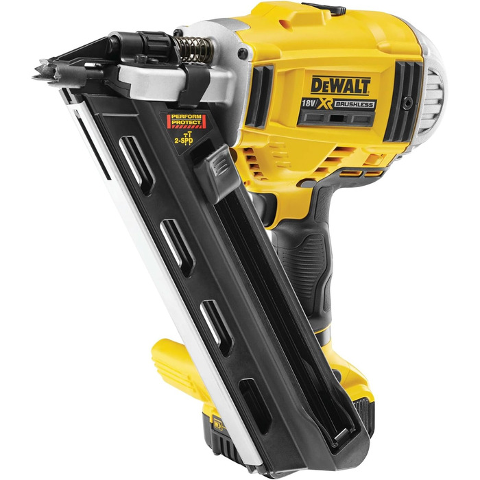 Акумуляторний цвяходер DEWALT 18 В DCN695P2 (для цвяхів з D-подібною та круглою головкою довжиною 50 - 90 мм, з одним вивільненням