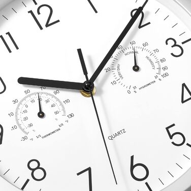 Настінний годинник Foxtop з індикатором температури і вологості Сучасний без цокання Безшумний годинник для кухні вітальні ванної