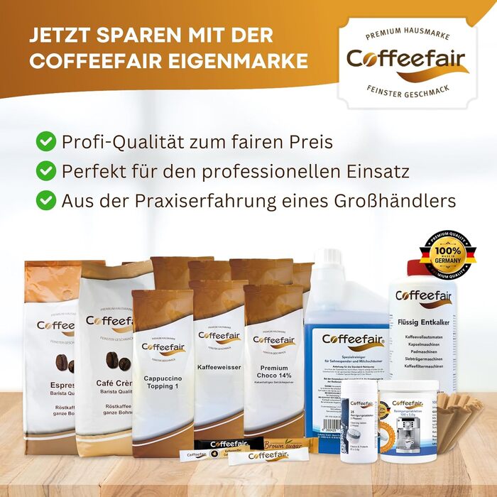 Таблетки для чищення кавомашини Coffeefair, 100 шт. x 1,3г, універсальні, інтенсивні та безпечні для матеріалів, оптимальна альтернатива таблеткам WMF