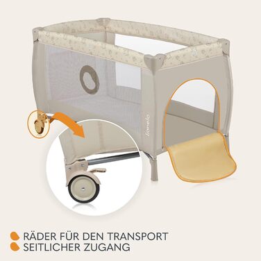 Дитяче ліжечко Lionelo Sven Plus 4-в-1 від народження до 15 кг, пеленальний килимок, москітна сітка, повітропроникні бічні стінки з боковим входом, сумка для перенесення, складне, бежевий латте, (1 упаковка)