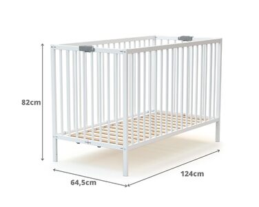 Складане дерев&39яне дитяче ліжко 60x120 см з матрацом Біле FLEX Складане дитяче ліжко 3 рівні регулювання висоти Компактне Портативне Складане Економія місця