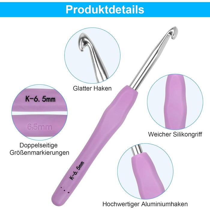 Набір гачків для вязання 5 Гачки для вязання гачком, набір для вязання гачком 12 розмірів для початківців, дорослих і дітей, набір для вязання гачком, спиці з ергономічною ручкою, аксесуари для вязання, сумка для вязання, набір для вязання гачком, набір с