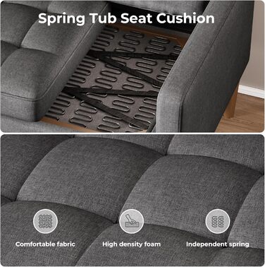 Місний диван, 2-місний диван, маленький диван з 2 декоративними подушками, міні-диван з підлокітниками, для вітальні, спальні, квартири, офісу, 121 x 77 x 87 см, темно-сірий, 2-