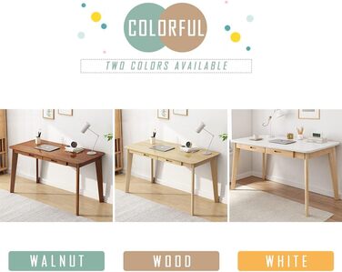 Дерев&39яний маленький письмовий стіл з шухлядами - Комп&39ютерний стіл для домашнього офісу, білий, 100 см Білий 100 см