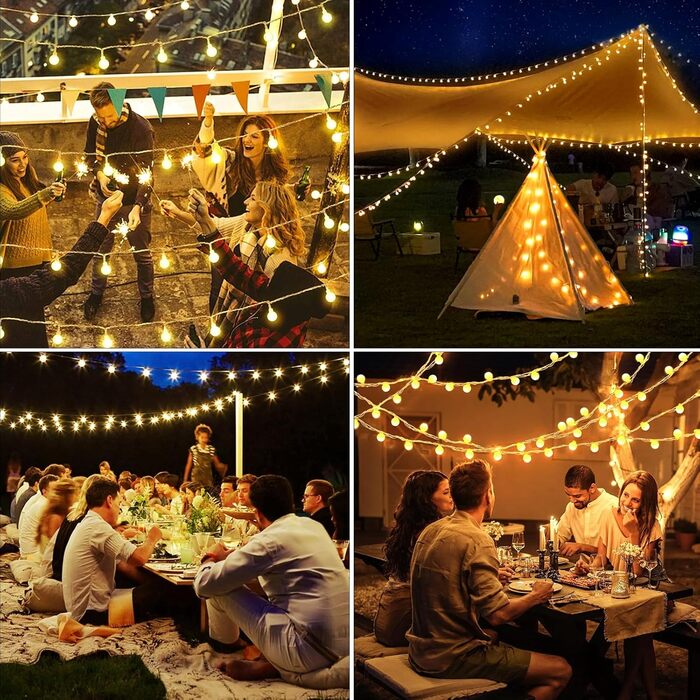 Казкові вогні на відкритому повітрі - 27M 200 світлодіодних кульових ланцюжків з 8 режимами IP44 водонепроникний, вечірній світлов