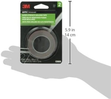 Надміцна автомобільна ливарна стрічка 46 міл (036) 1/2 дюйма x 5 футів (Schwarz), 3M