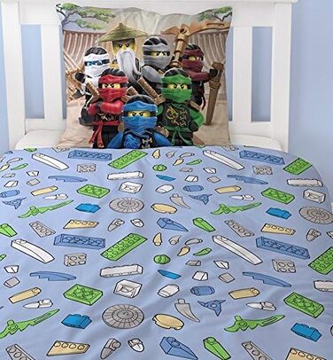 Комплект постільної білизни для хлопчиків Ninjago - дитяча постільна білизна - мотив Лего BE COOL - 2 шт. - наволочка 80x80 підоді