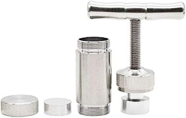 Прес для пилку з нержавіючої сталі, T-Press, ручка, інструмент, міцний, довговічний, анодований, пилок спецій (срібло)