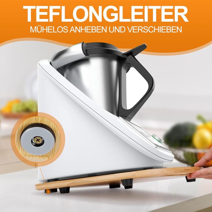 Розсувна дошка MUUKAIII для Thermomix TM6 / TM5, швидкорухома дошка для кухонного комбайна Thermomix Vorwerk TM6 TM5 Аксесуари Pad Board, розсувна дошка з бамбукового дерева