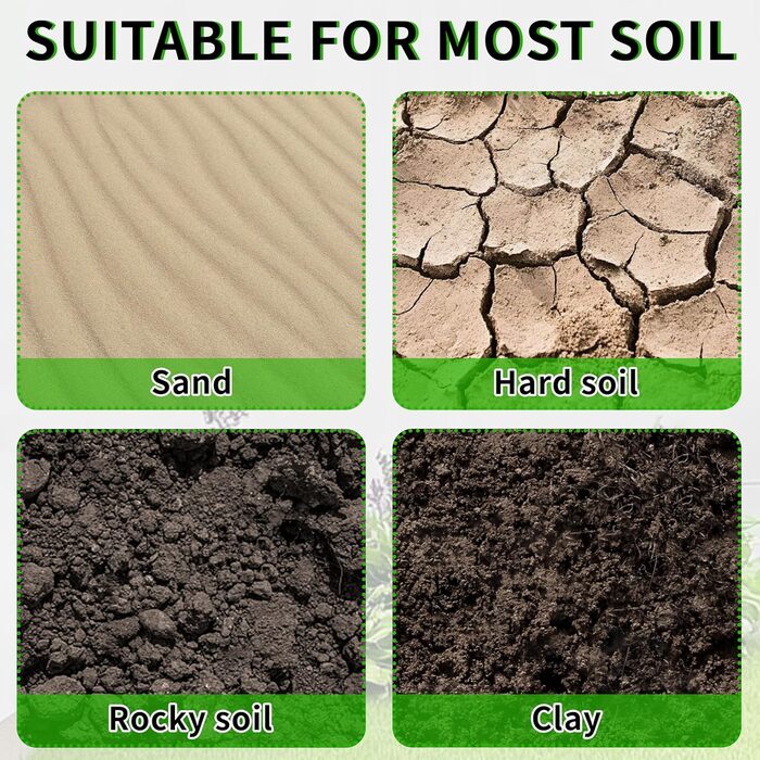 Бурильний свердло SYITCUN 10x60 см для твердого та кам'янистого ґрунту, важкий бур для посадки рослин з подвійним заточуванням, садовий спіральний бур та копач ям, сумісний з патронами 3/8 з шестигранним хвостовиком