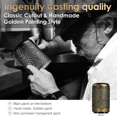 Зволожувач повітря зволожувач аромадифузор, металевий дифузор ручної роботи для ефірних масел, автоматичне вимкнення, 7 кольорів,