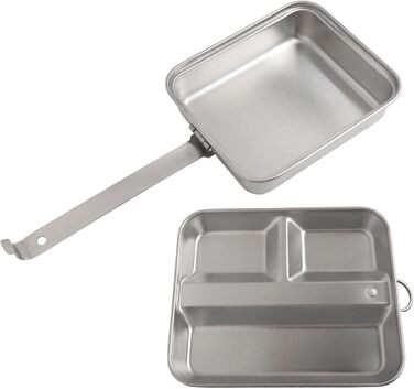 Складаний ланч-бокс з нержавіючої сталі з ручкою для кемпінгу на свіжому повітрі, легкий посуд для походів, подорожей та пікніків