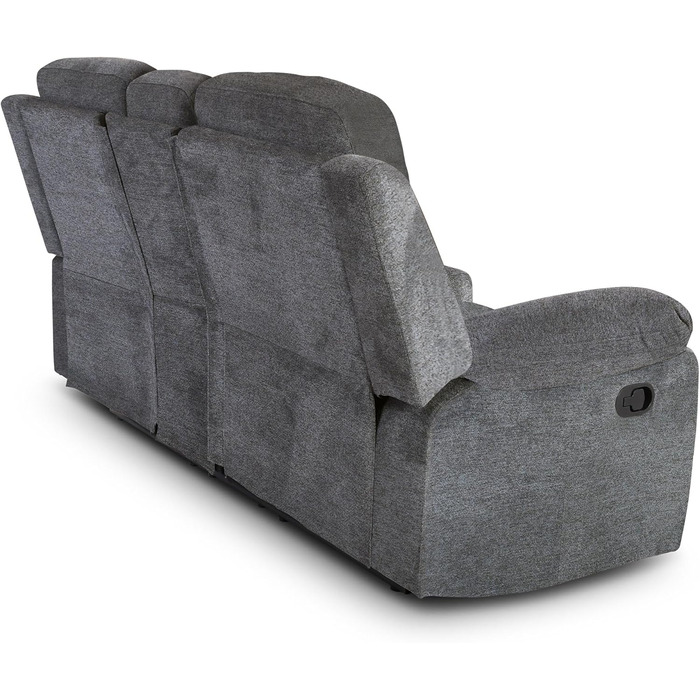 Крісло для кіно Raburg, 2-місне крісло для телевізора з механічною функцією розслаблення та відкидання, легким підйомом, підстаканником, відділенням для закусок, комфортною підкладкою, вантажопідйомністю 130 кг на сидіння Pixx, мікрофібра Темно-сірий Темн