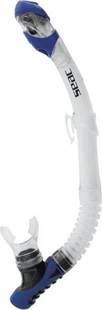 Силіконовий набір для дайвінгу та снорклінгу з маскою та трубкою з системою сухого верху та продувним клапаном, прозорий/синій