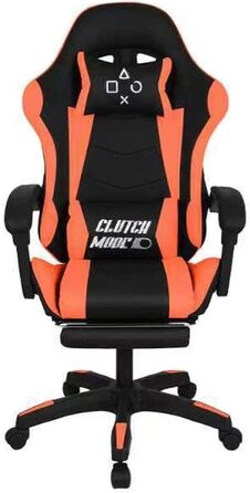 Ергономічне ігрове крісло FRANKYSTAR Clutch, офісне крісло з поперековою подушкою, підголівником та підставкою для ніг з ПВХ, чорного та червоного кольорів