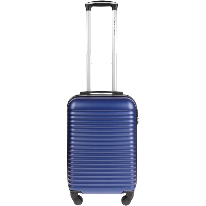 Ручна поклажа Christian Wippermann, 4 колеса, чорна з візерунком у смужку, валіза, візок, легка, кабіна, стандарт IATA, 55x35x23 см