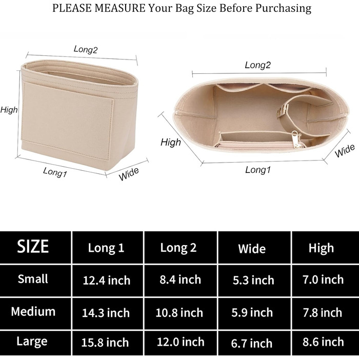 Вставка-органайзер для сумочки Longchamp з довгою ручкою, вставки-органайзери S-bag, сумочка (велика, бежева), XK-KS10-Beige-L1 La