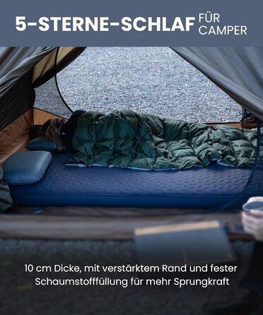 Самонадувальний надувний матрац з високим значенням R, надувне ліжко для 2 осіб, надувний матрац для гостей з мішком-насосом, для кемпінгу, подорожей та використання на свіжому повітрі (132 201 см)