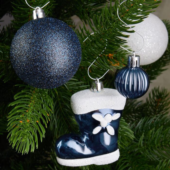 Набір ялинкових прикрас преміум-класу 128 предметів синьо-білі BRUBAKER