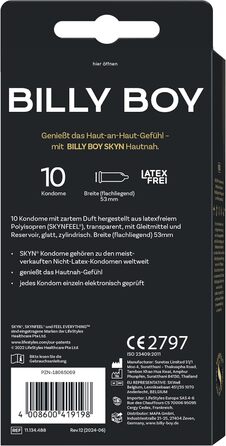 Презервативи Billy Boy SKYN Hautnah, без латексу, 10 шт