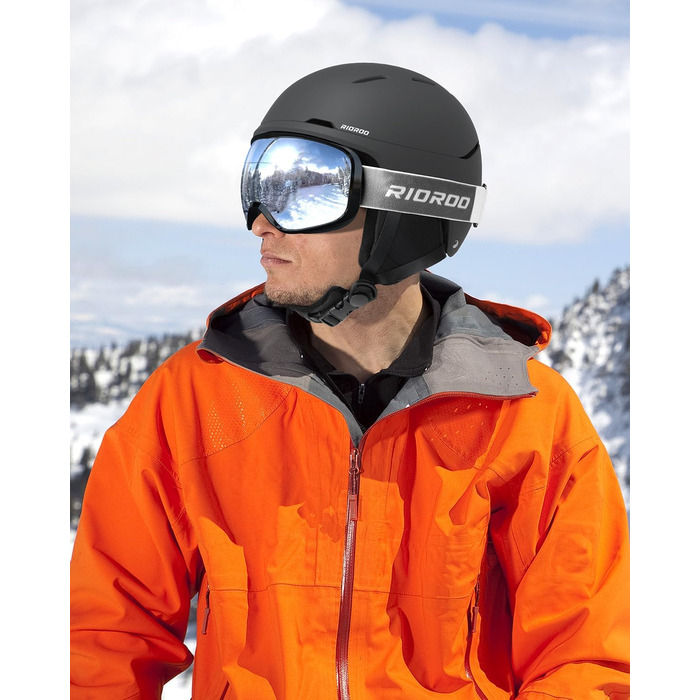 Лижний шолом з комплектом окулярів, регульований вентильований спортивний шолом з окулярами, підходить для зимових видів спорту, сноубордингу, катання на лижах, вітрозахисний, підходить для підлітків чоловічої та жіночої статі, лижні шоломи, чорний, розмі