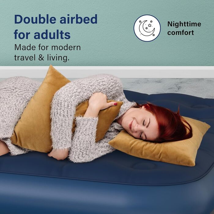 Надувний матрац Vivo Technologies з насосом кондиціонера, водонепроникний надувний матрац, швидко надувається для подорожей та кемпінгу, подвійний двоспальний надувний матрац насос кондиціонера