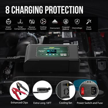 Зарядний пристрій, NEXPEAK Зарядний пристрій 35А 12В 24В Зарядні пристрої для автомобільних акумуляторів З РК-сенсорним екраном Ав