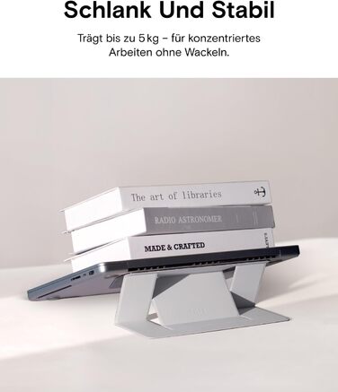 Підставка для ноутбука MOFT, складана підставка для ноутбуків та макбуків з 2 регульованими кутами нахилу, покращує поставу, сумісна з MacBook Air, MacBook Pro 11-16, самоклеюча - Затуманені бухти