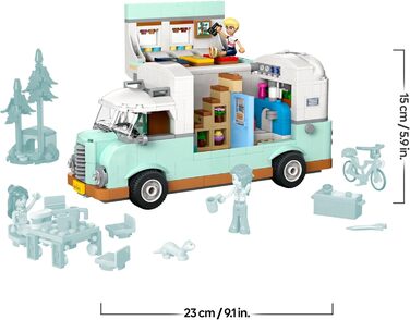 Кемпер LEGO Friends, набір для рольової гри з іграшковим караваном, подарунок для дівчаток віком від 7 років, креативний ігровий набір з 3 мініфігурками та фігуркою тварини-тхора 42663