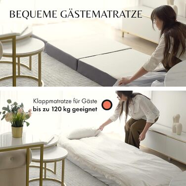 Розкладний матрац розкладний гостьовий матрац товщина 14 см та зручний H3 розкладний матрац, що економить місце дорожнє ліжечко для дорослих рейтинг ДУЖЕ ДОБРЕ згідно зі стандартом Oeko-Tex чохол, який можна прати 75 x 195 см сірий білий односпальний матр