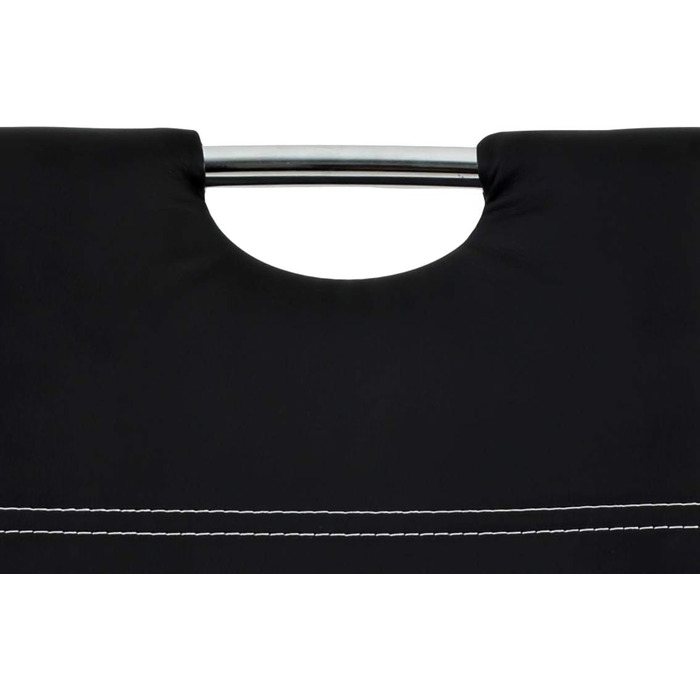 Столи Hela, комплект із 2 обідніх стільців Susi, чорна оббивка зі штучної шкіри, врізна ручка, хромований металевий каркас, 43 x 61 x 98 см, комплект із 2 шт., чорний