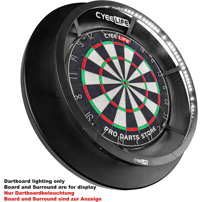 Підсвічування для мішні для дартсу CyeeLife для сталевої мішні, чорне світлодіодне підсвічування мішні для дартсу 360