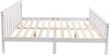 Двоспальне ліжко Merax з дерев&39яним каркасом 140 x 200 см, білий, з рейковою основою та високим узголів&39ям, для дорослих, дітей, підлітків, каркас ліжка з сосни, білий