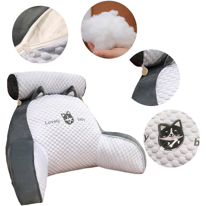 Подушка для читання для ліжка Подушка для спини для сидіння в ліжку Подушка для читання Ice Silk Подушка для спини з підлокітниками Подушка для читання для дорослих у ліжку Подушка для читання для ліжка та дивана 50x70 см Heiser