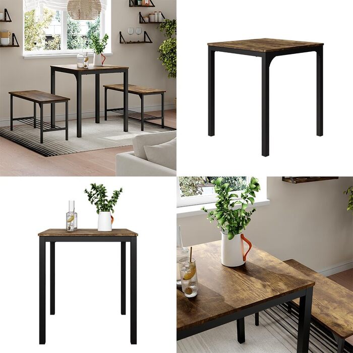 Обідній стіл Vicco Fyrk, чорний/рустикальний дуб, 70 x 70 см. Стіл чорного/рустикального дуба 70 см