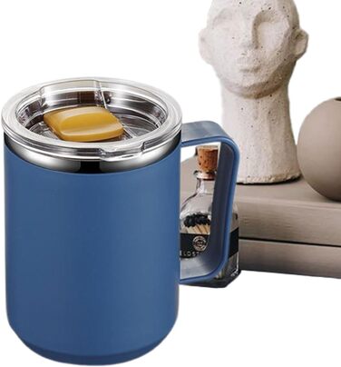 Ізольована металева кружка кухоль з нержавіючої сталі об&39ємом 450 мл, з подвійними стінками, що зберігають тепло Кришка з ручкою для дорожньої кавової кружки, для кемпінгу та дорослих, Hydrat Blue