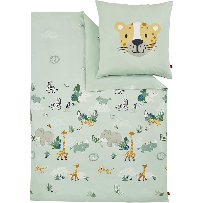 Дитяча постільна білизна тварини 100x135 см - 100 бавовна, практична застібка-блискавка, можна прати в пральній машині, постільна