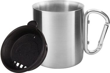 Термокружка Tatonka з нержавіючої сталі з карабіном, 250 мл - Двостінна термокружка з кришкою, ручкою-карабіном, шкалою об&39єму та місткістю 0,25 л - ізольована, не забруднює, безпечна для харчових продуктів