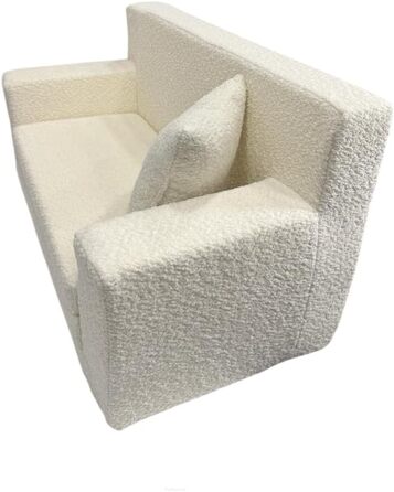 Дитячий диван FORTISLINE, розкладний, тканина з плюшевим мишеням - ігровий диванчик для дітей з функцією сну - дитячий диванчик 83x47x43 см - м&39який пінний диванчик-ліжко, сертифікований Oeko-TEX, бежевий