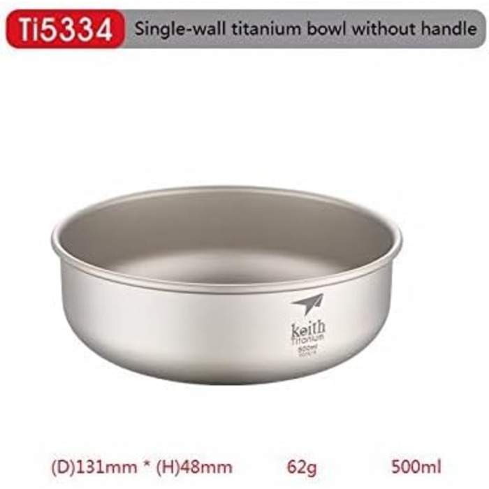 Титанові миски для кемпінгу Keith, 300 мл - 900 мл, для кемпінгу та активного відпочинку, 500 мл