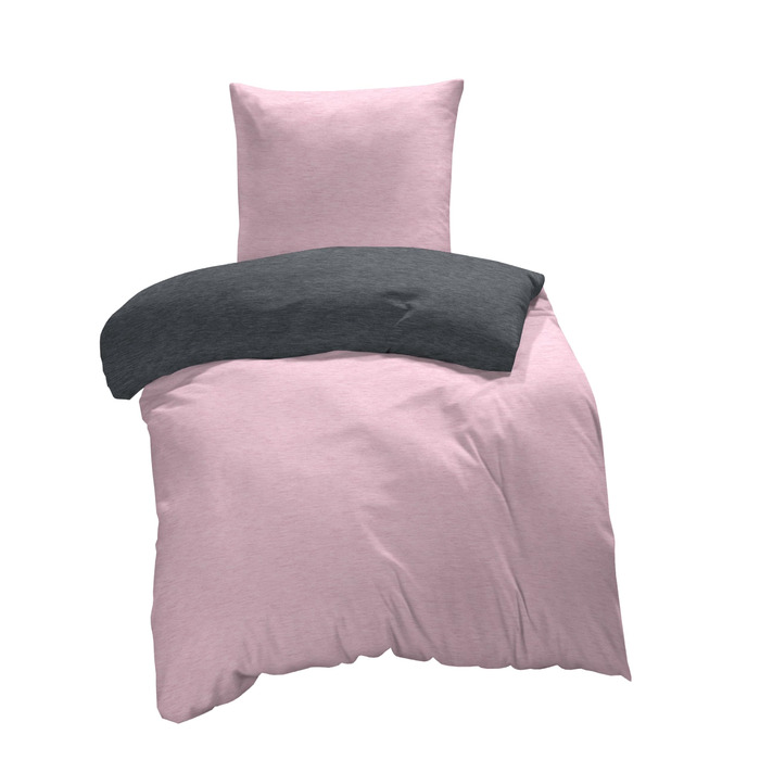 Зимовий комплект постільної білизни one-home, Фланель, Меланж Бавовна, Затишний, Пухнастий, Теплий, М&39який, Сучасний, Розмір Комплект з 2 предметів 135x200 см, Колір Рожевий/Антрацит, Комплект з 2 предметів 135x200 см Рожевий