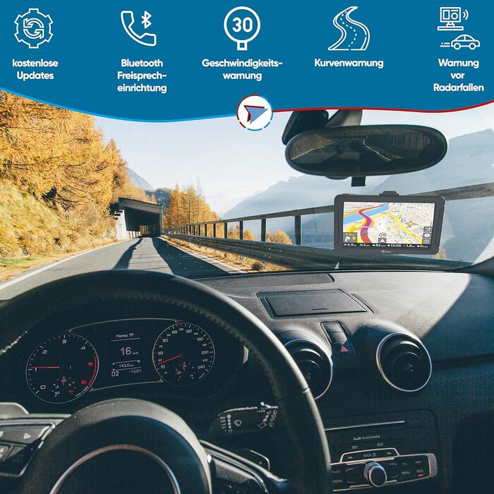 Дюймовий GPS-навігатор для автомобіля, вантажівки та автофургона, система hands-free 2025 року, карти Європи, радар-детектор, база даних точок інтересу, довічне оновлення, 70 Navi 7-